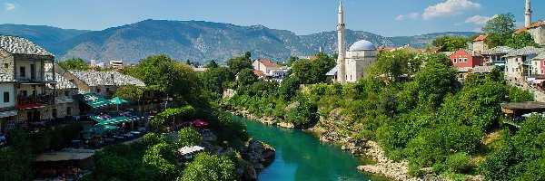 Zabudowania, Hercegowina, Mostar, Rzeka