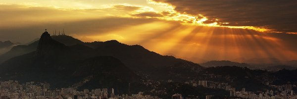 Rio de Janeiro, Zachód, Brazylia, Promienie, Słońca