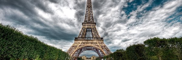 Chmury, Francja, Paryż, Wieża Eiffla