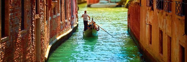 Gondola, Domy, Kanał, Wenecja