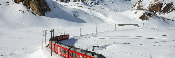 Pociąg, Alpy, Zima