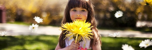Kwiaty, Dziewczynka, Mała