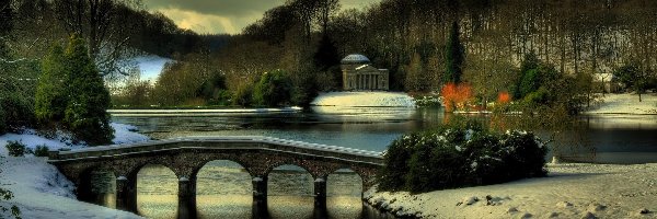 Śnieg, Most, Jezioro