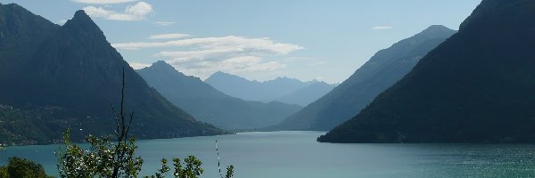 Woda, Drzewa, Góry, Lugano