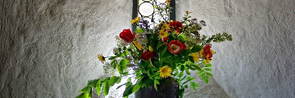 Bukiet, Okno, Kwiatów, Dzban