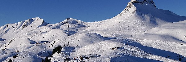 Zima, Śnieg, Góry, Austria, Damuls