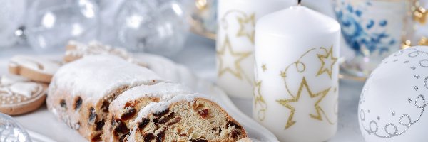 Białe, Boże Narodzenie, Świece, Ciasto