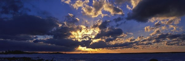 Zachód Słońca, Chmury, Morze