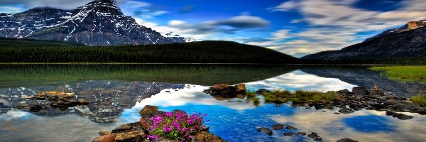 Kamienie, Park Narodowy Banff, Jezioro, Góry, Prowincja Alberta, Kanada