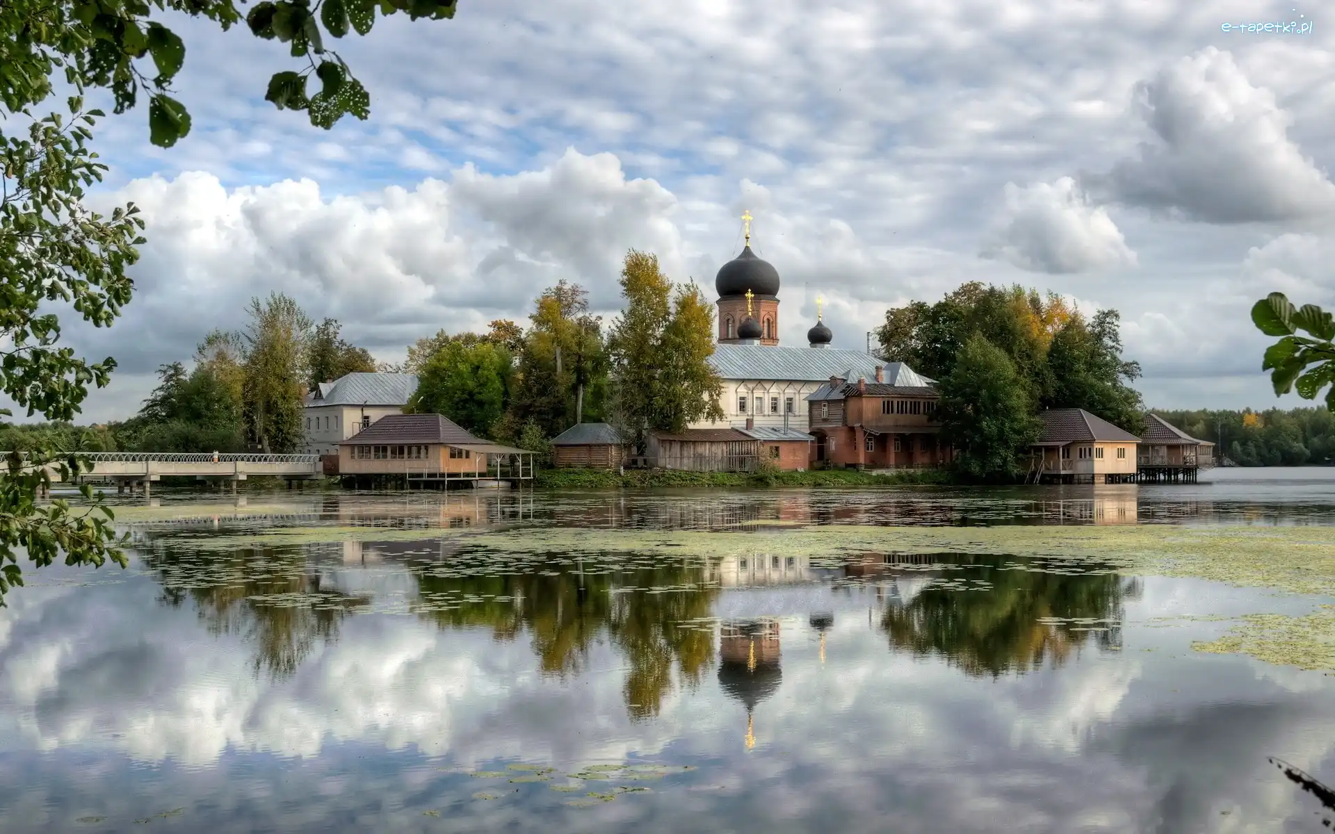 Chmury, Odbicie, Jezioro, Cerkiew