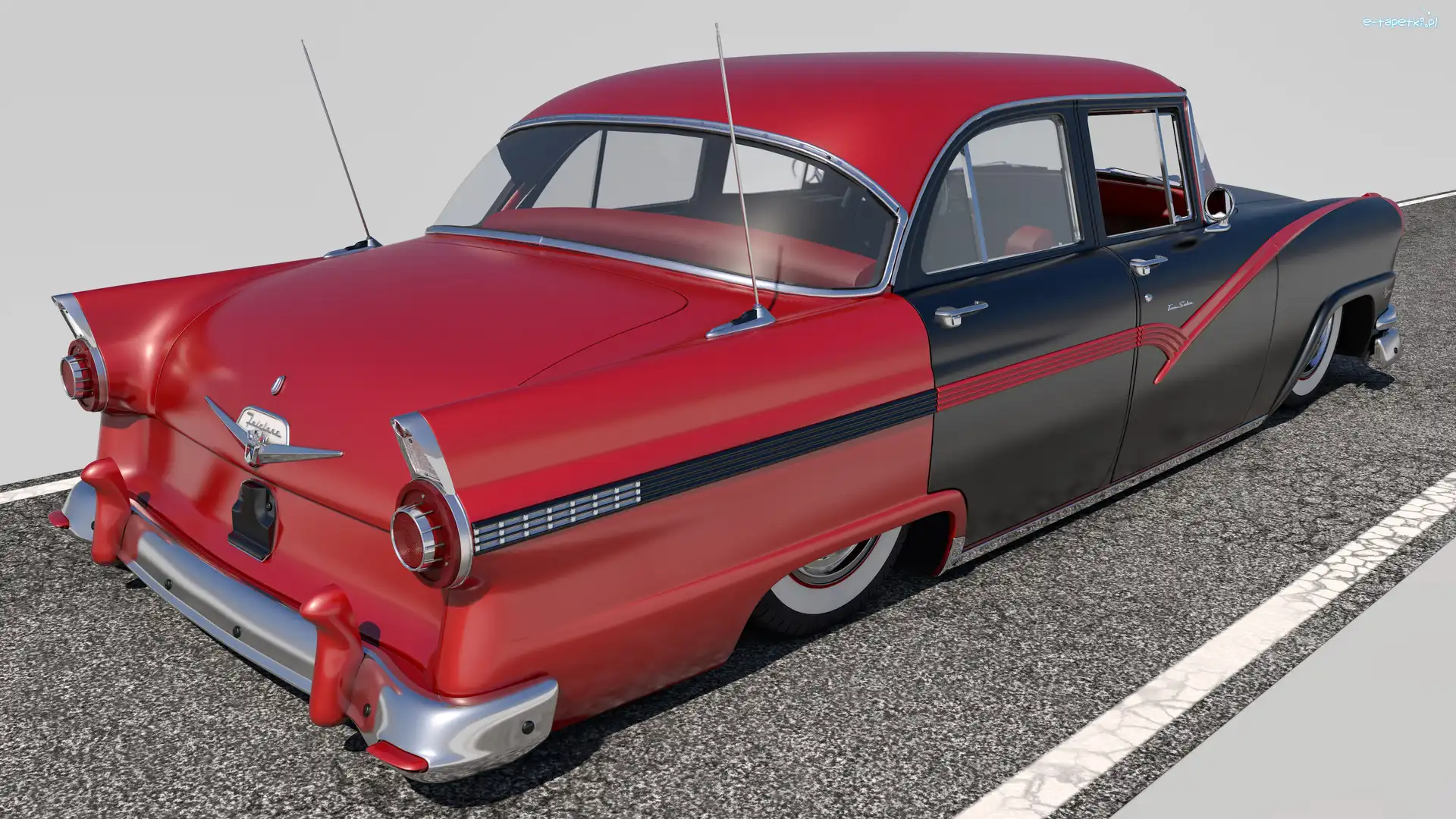 Czerwono-czarny, 1956, Ford Fairlane Town Sedan, Zabytkowy