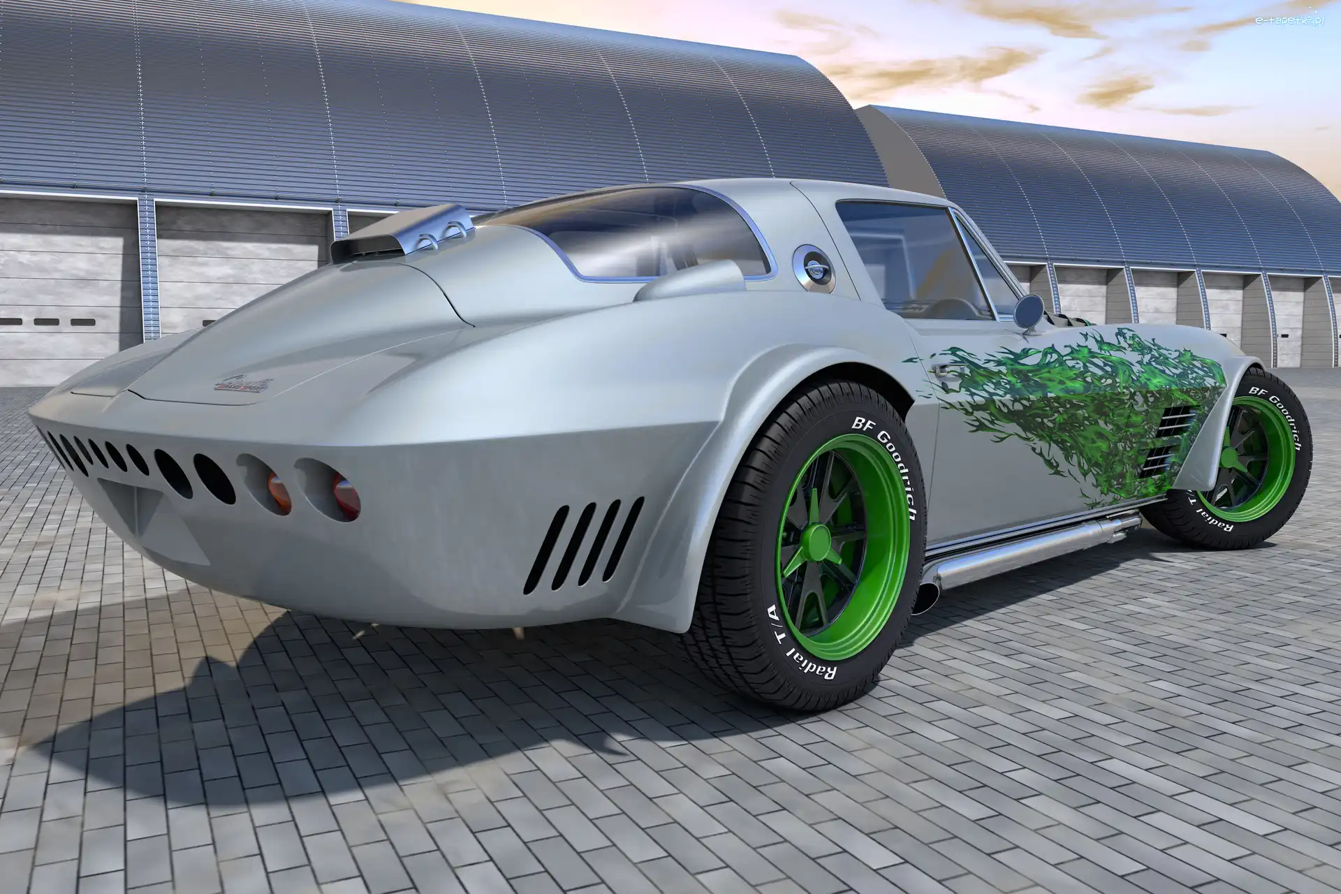 Zabytkowy, 1964, Chevrolet Corvette Grand Sport, 3D, Tył