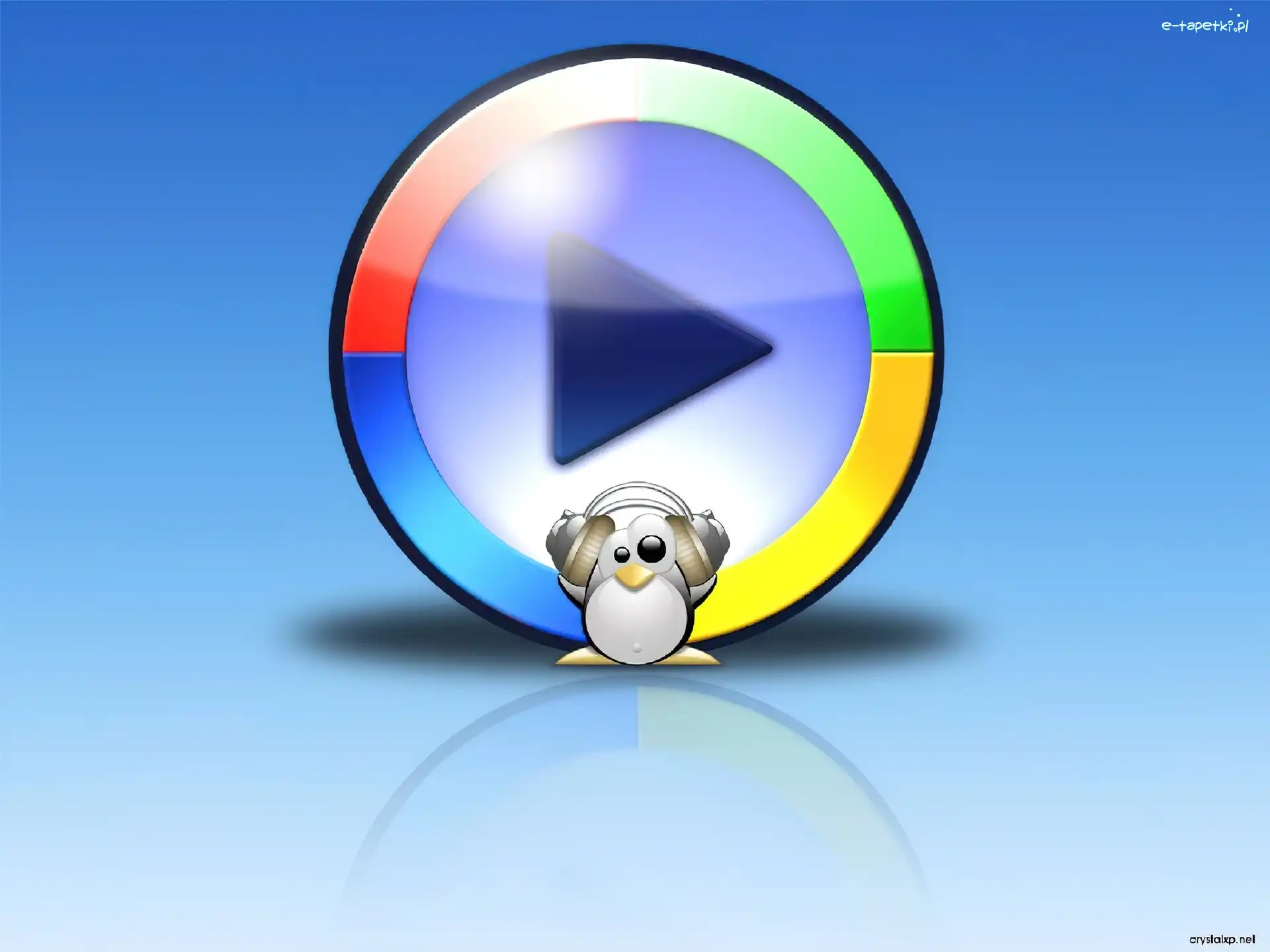 play, słuchawki, pingwin, Windows Media Player