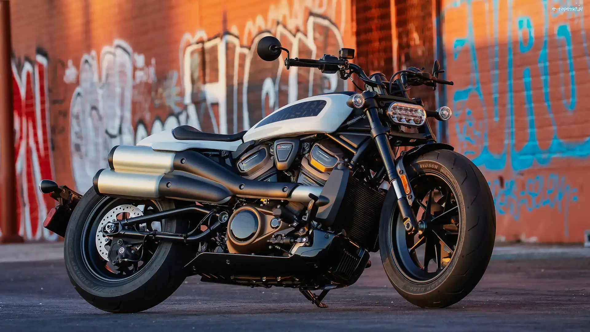 Motocykl, Ulica, Harley-Davidson Sportster S, Graffiti, Mur
