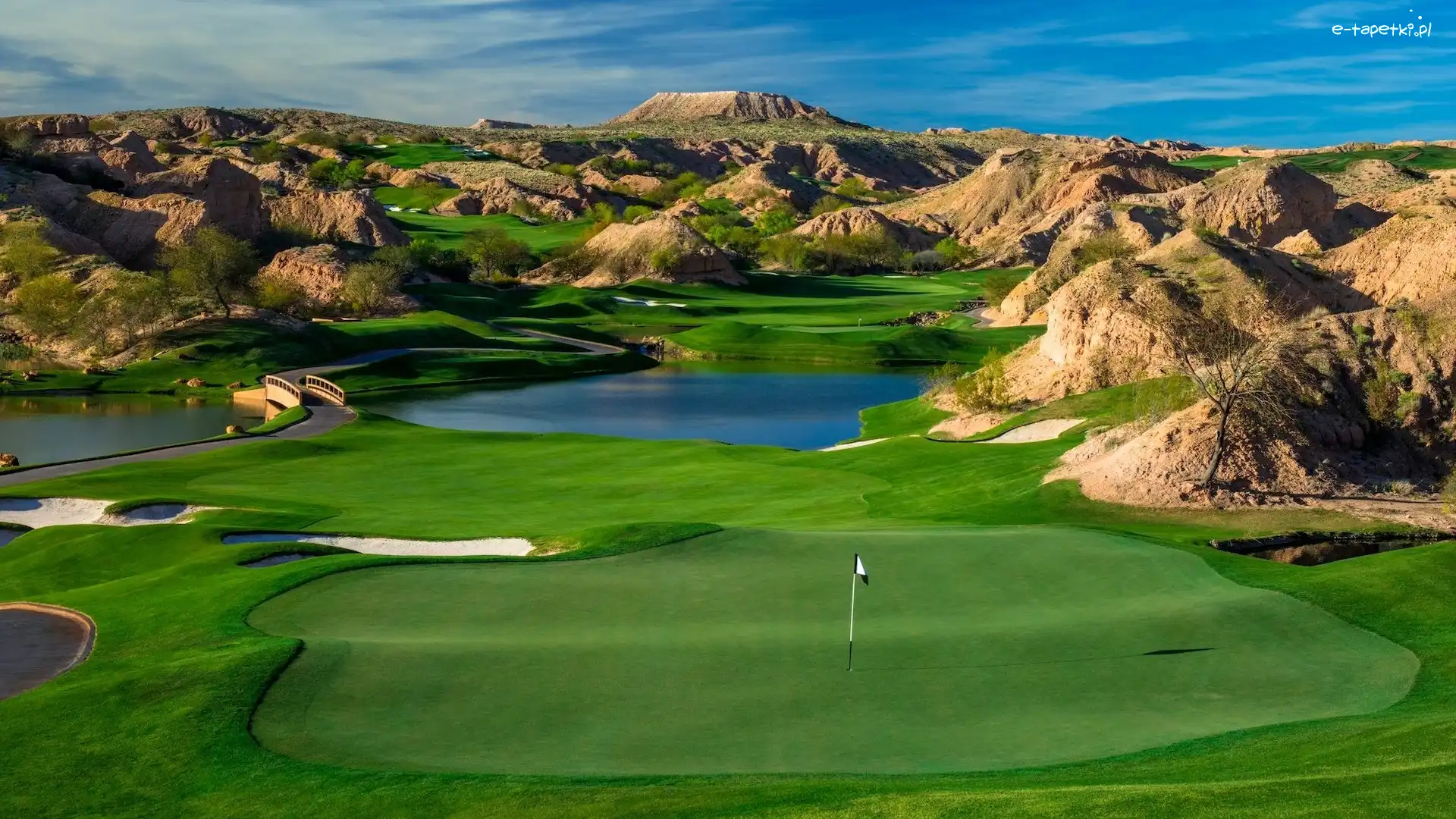 Wolf Creek Golf Club, Mesquite, Wzgórza, Newada, Stany Zjednoczone, Pole golfowe, Staw