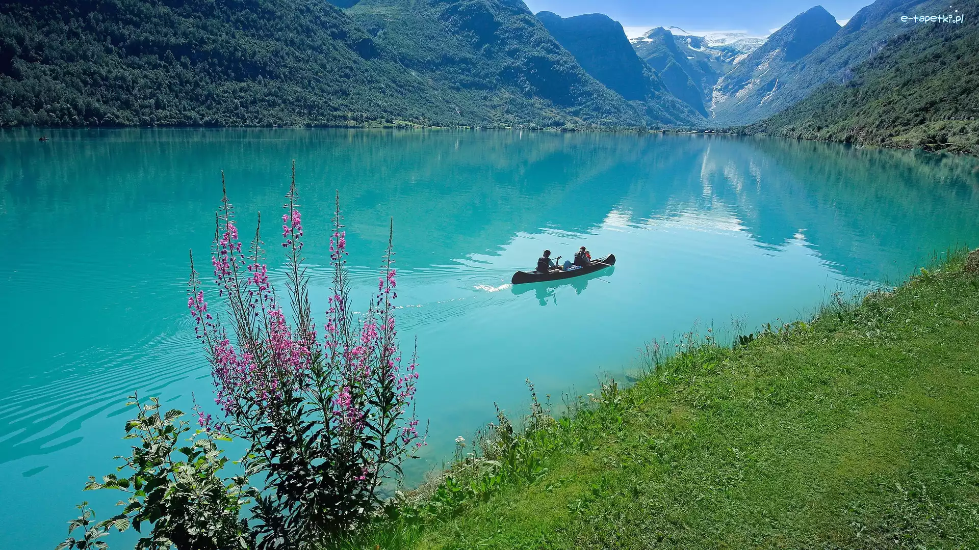 Rzeka Oldeelva, Olden, Góry, Kajak, Prowincja Vestland, Norwegia