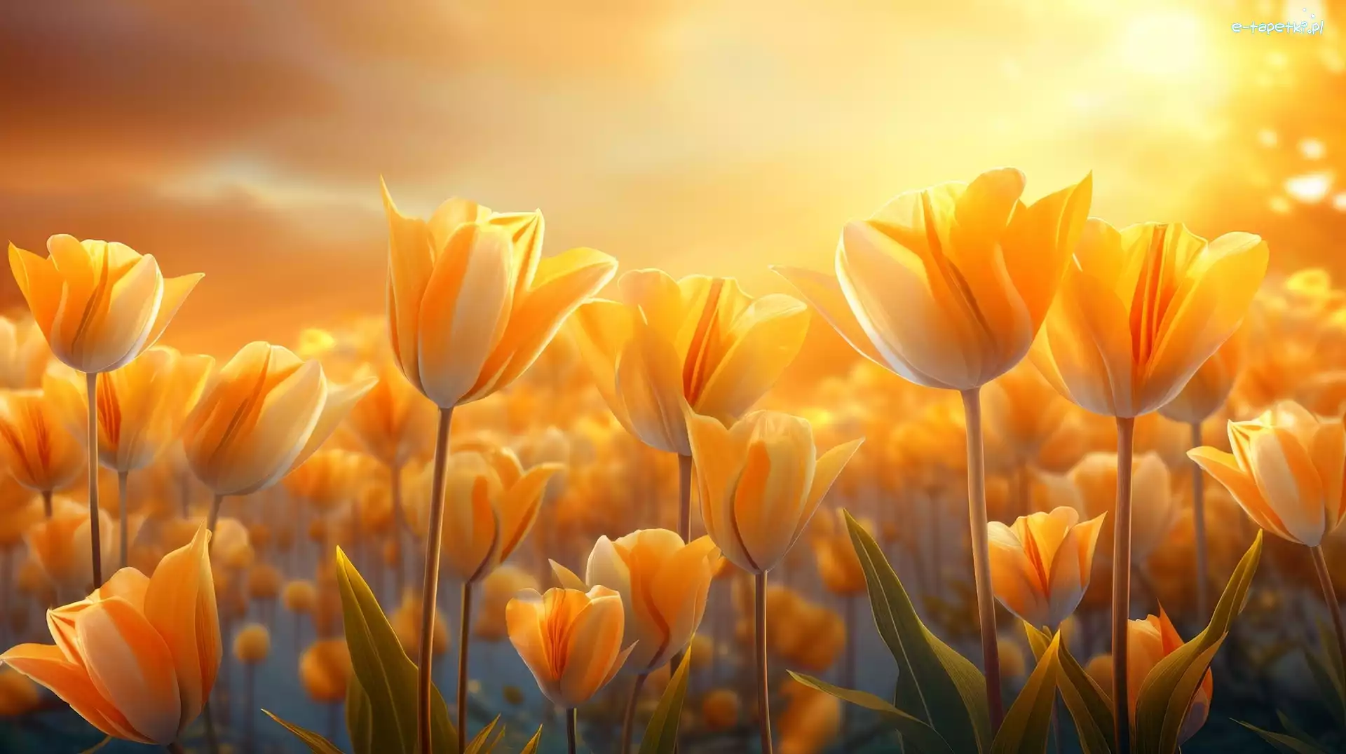 Grafika, Żółte, Tulipany