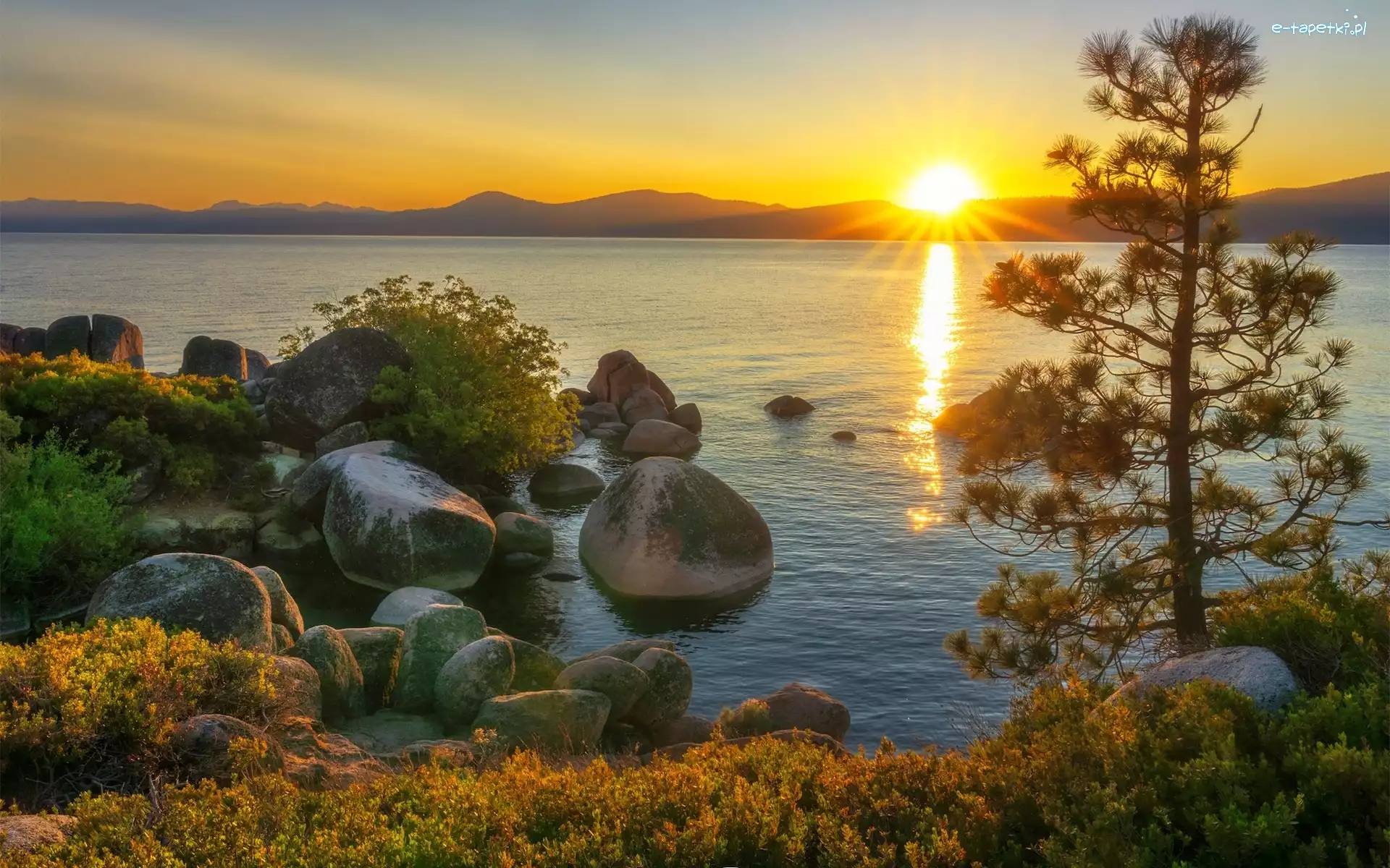 Jezioro Tahoe, Zachód słońca, Nevada, Stany Zjednoczone