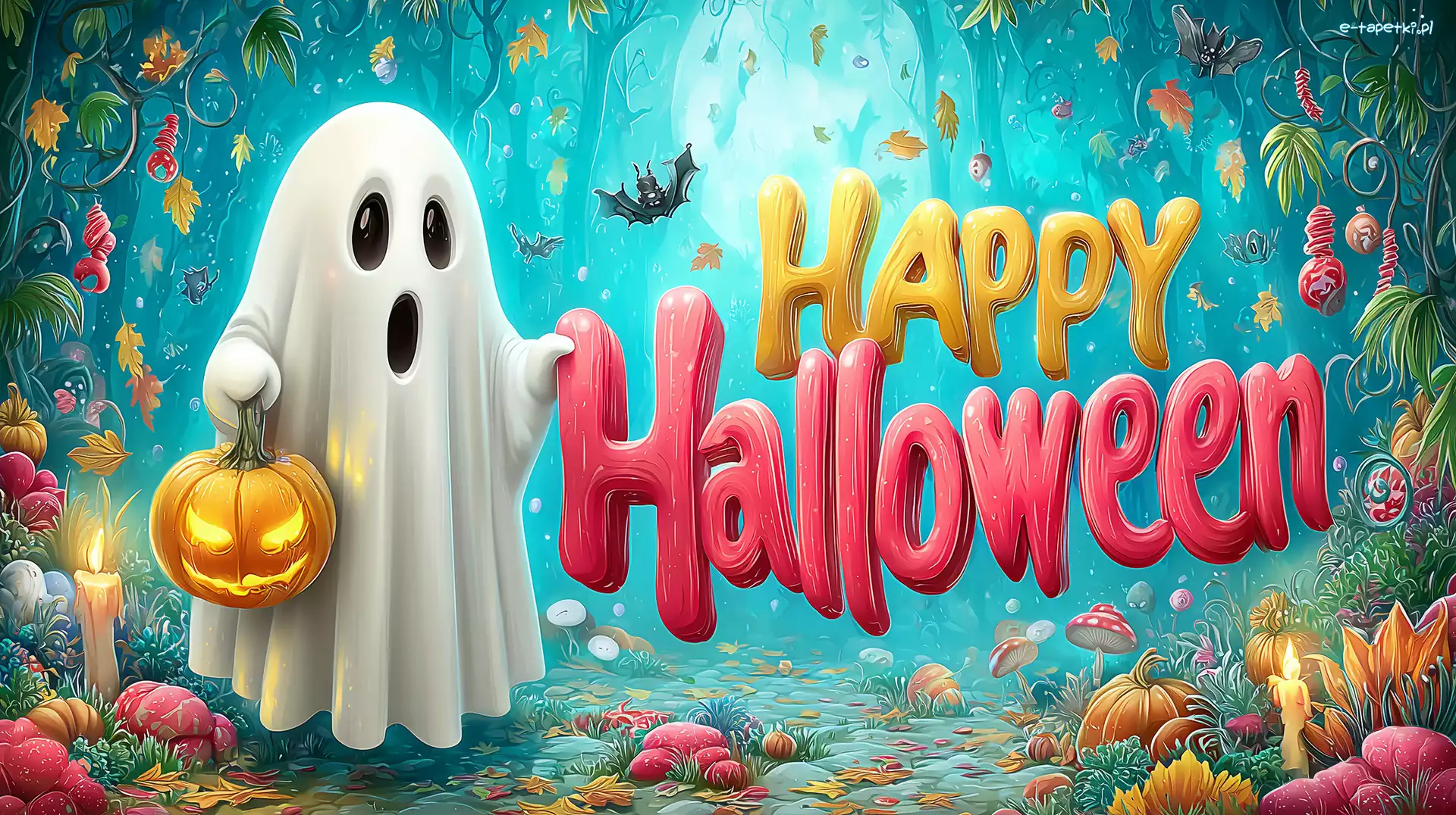 Duch, Napis, Dynia, Grafika AI, Halloween