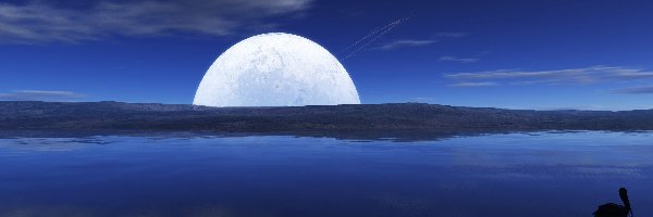 Księżyc, Zachodzący, Jezioro