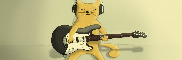 Słuchawki, Gitara, Kot