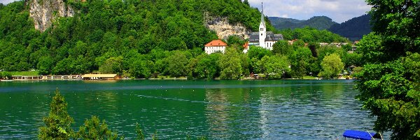 Grad Bled, Kościół, Wzgórze, Jezioro Bled, Słowenia, Zamek Bled, Skała