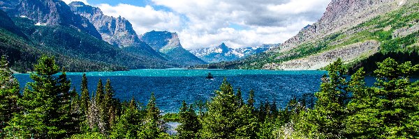 Stany Zjednoczone, Park Narodowy Glacier, Stan Montana, Góry, Jezioro Saint Mary Lake