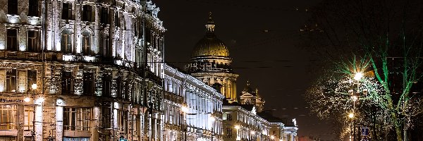 Sankt Petersburg, Miasto, Rosja, Noc, Ulica