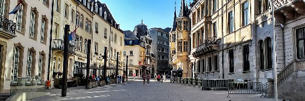 Fragment, Du Marche, Luksemburg, Miasta, Ulica, Kamienice