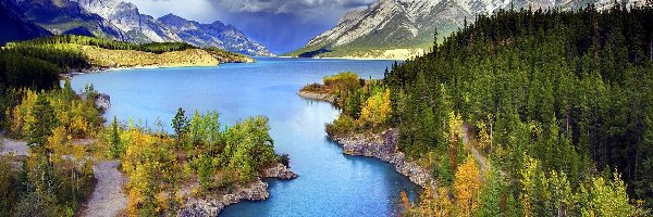 Góry, Z lotu ptaka, Rzeka, Kanada, Park narodowy