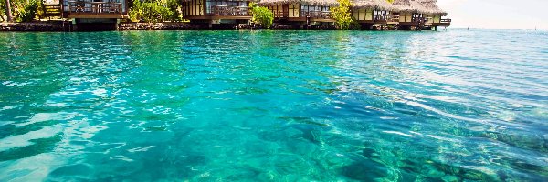 Morze, Malediwy, Tropiki, Domki