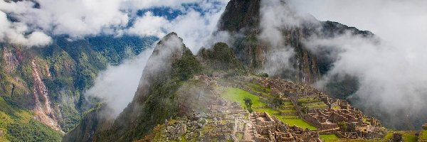 Peru, Ruiny, Machu Picchu, Chmury, Góry