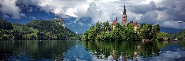Jezioro, Słowenia, Bled, Kościół