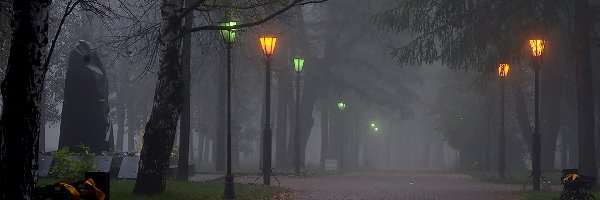 Park, Alejka, Mgła, Latarnie