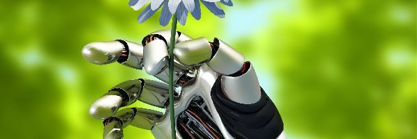 Kwiatek, Ręka, Margarytka, 3D, Robot