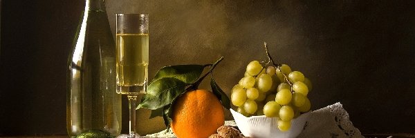 Pomarańcza, Wino, Butelka, Winogrona