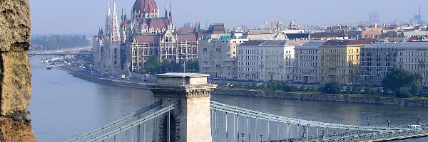 Panorama, Węgry, Most, Budapeszt, Parlament, Dunaj, Rzeka