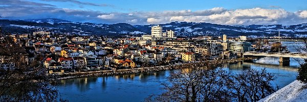 Zima, Miasto, Rzeka, Austria, Góry