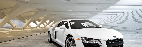 Audi R8, Parking, Futurystyczny, Białe