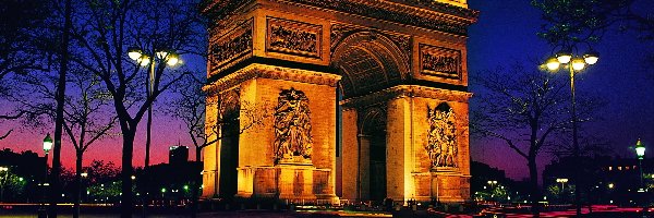 Paryż, Noc, Francja, Łuk Triumfalny