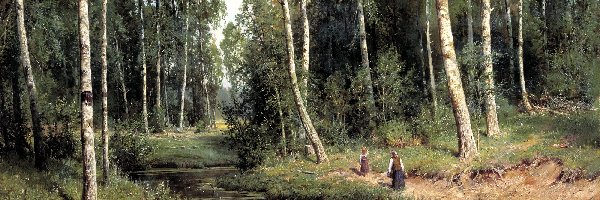 Obraz, Iwan Szyszkin, Strumień w brzozowym lesie