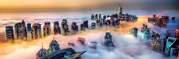 Mgła, Z lotu ptaka, Zdjęcie miasta, Wieżowce