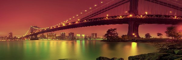 Most, Oświetlony, Miasto nocą