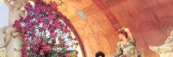 Lawrence Alma-Tadema, Kobiety, Obraz, Kwiaty, Rzeźby