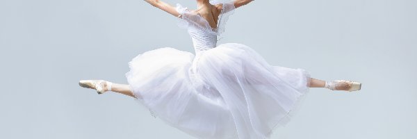 Baletki, Balet, Skok, Baletnica, Kobieta, Sukienka, Biała