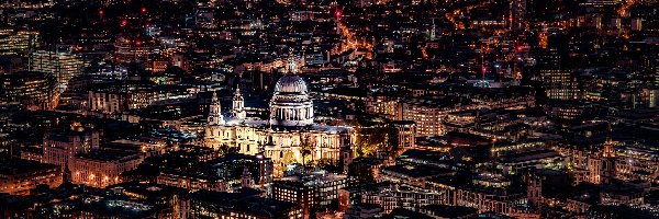 Anglia, Miasto nocą, Londyn, Katedra św. Pawła, Oświetlona