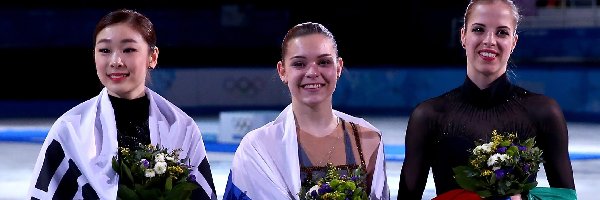Kim Yong-A, Carolina Kostner, Adelina Sotnikova, Sochi 2014