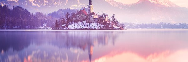 Słowenia, Wyspa Blejski Otok, Góry, Kościół, Jezioro Bled