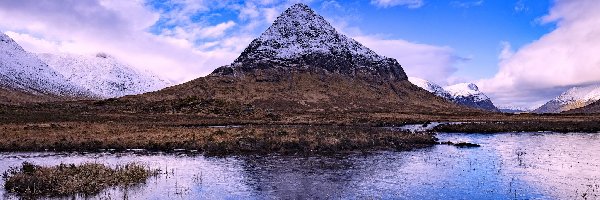 Szkocja, Lód, Jezioro, Góra Buachaille Etive Beag, Góry