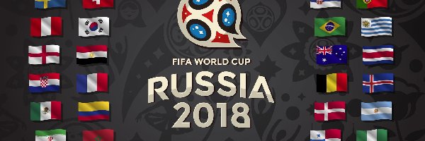 Flagi, Mundial, Piłka nożna, Logo, Rosja 2018, Mistrzostwa Świata